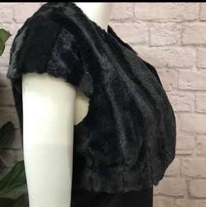 Sexy soft plush black Bolero medium crop jacket